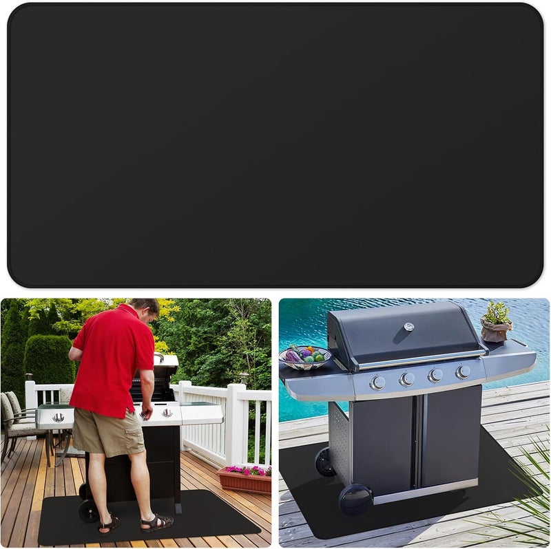 FLASLD Fireproof Under Grill Mat, 60x32 inch Grill Protector Under Desk, Outdoor BBQ Deck Mat for Fire Pit, Grill, Fireplace, Stove, Smoker - Image 1